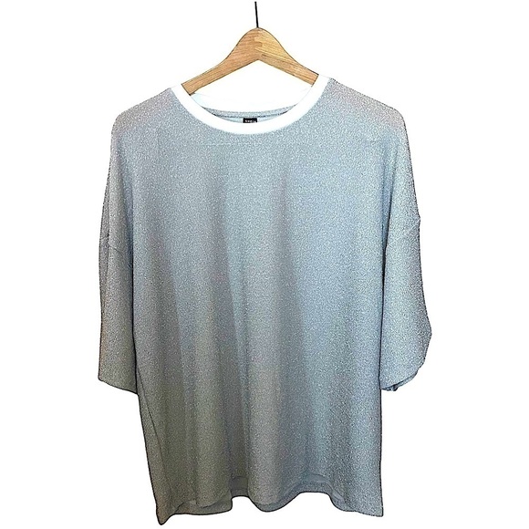 𝅺shein Silver Shimmer Boxy Top for Women Size XL. - Picture 1 of 16